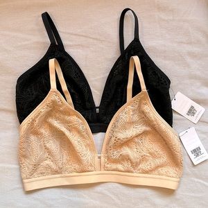 Lively Palm Lace Busty Bralette Size 3 Black & Nude